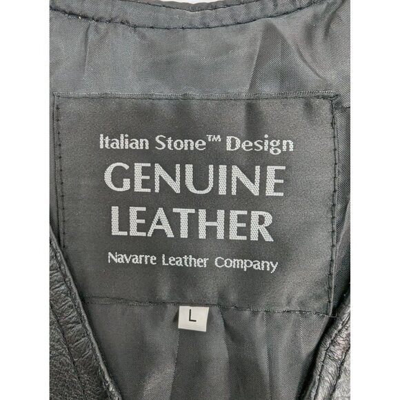 Italian Stone Design Genuine Leather Navarre Leather Company Black Vest Size L - Picture 10 of 10